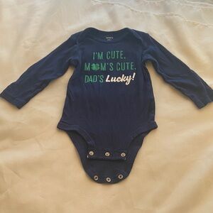 Carter's Navy Long Sleeve Bodysuit with Fun Text